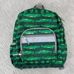 L.L.Bean Kids- 24L Green Alligator Print Backpack